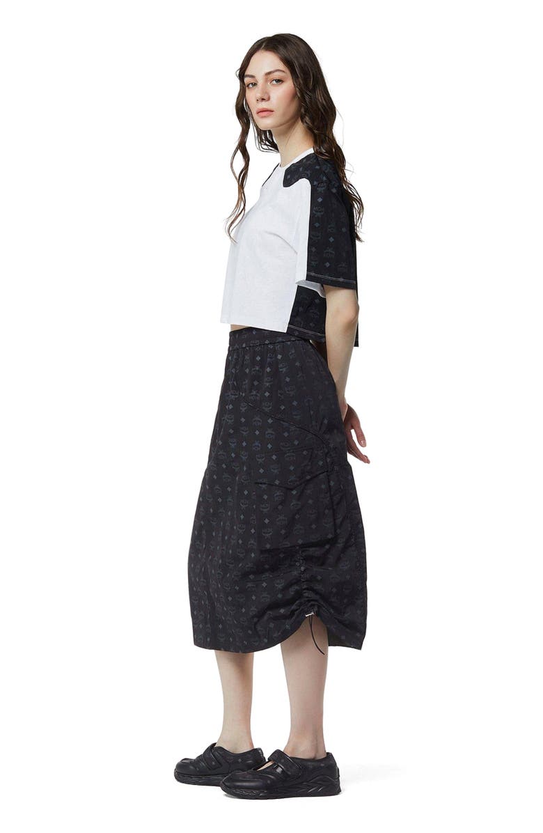 MCM Monogram Midi Skirt in Recycled Nylon, Alternate, color, Black