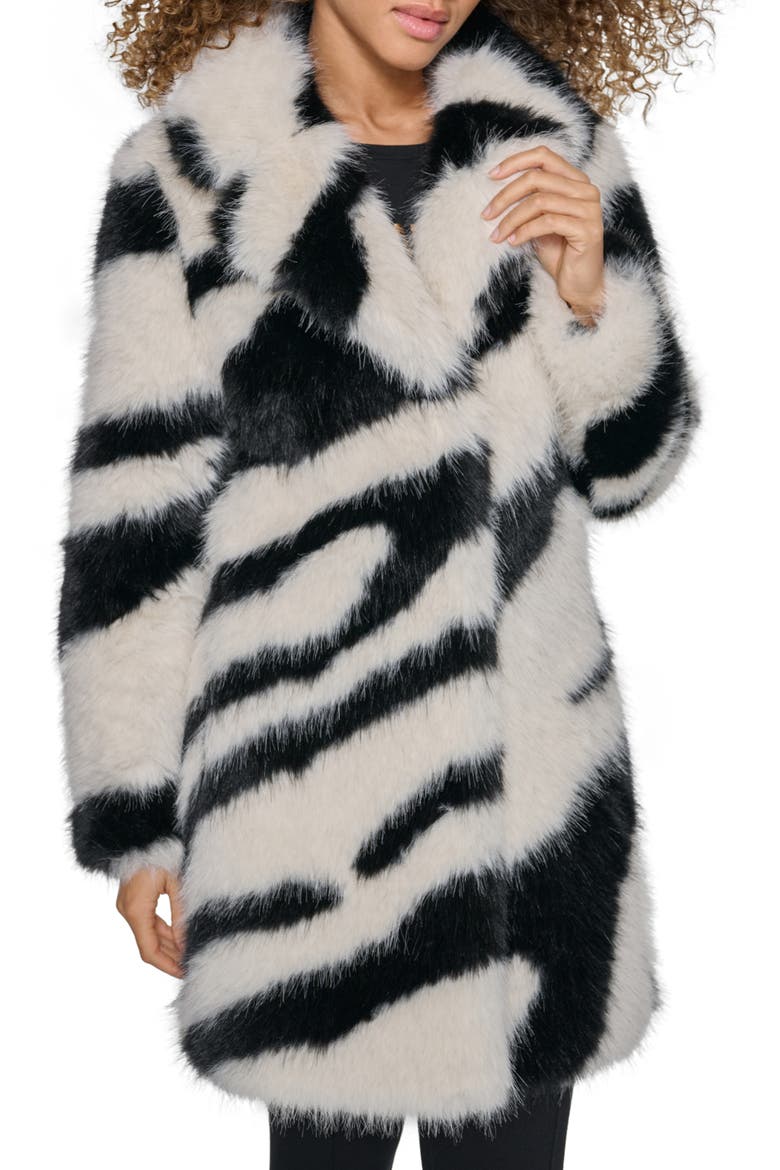 レディース Kate Spade Bold Zebra Faux Fur Coat