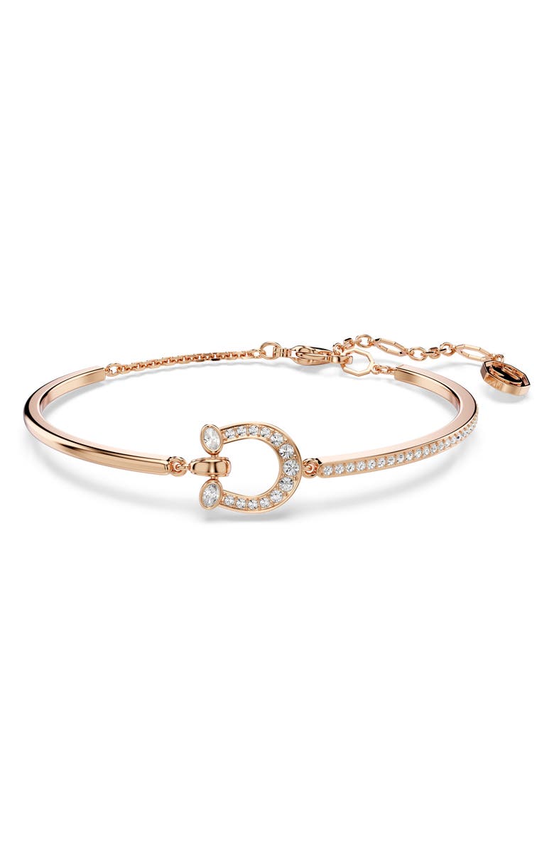Swarovski Symbolica Horseshoe Bangle Bracelet, Main, color, Rose Gold