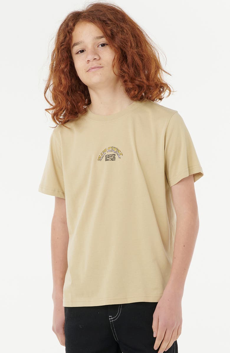 Rip Curl Kids' Tropic Daze Art Logo Graphic T-Shirt, Main, color, Khaki Sand
