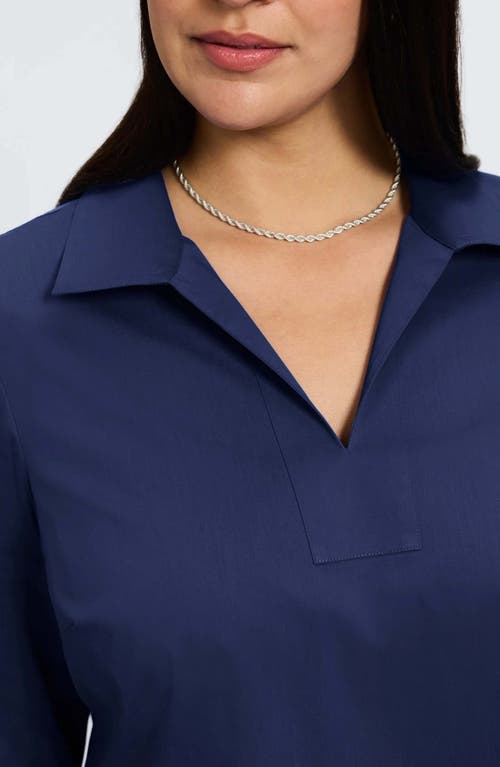 Foxcroft Julia Stretch Cotton Blend Shirt In Navy