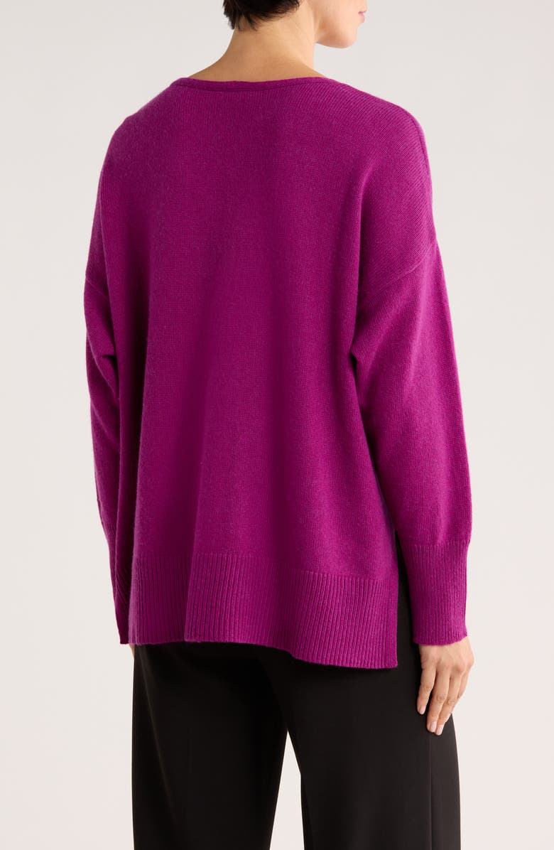 Eileen Fisher V-Neck Organic Cotton & Recycled Cashmere Blend Sweater, Alternate, color, Berry Bloom