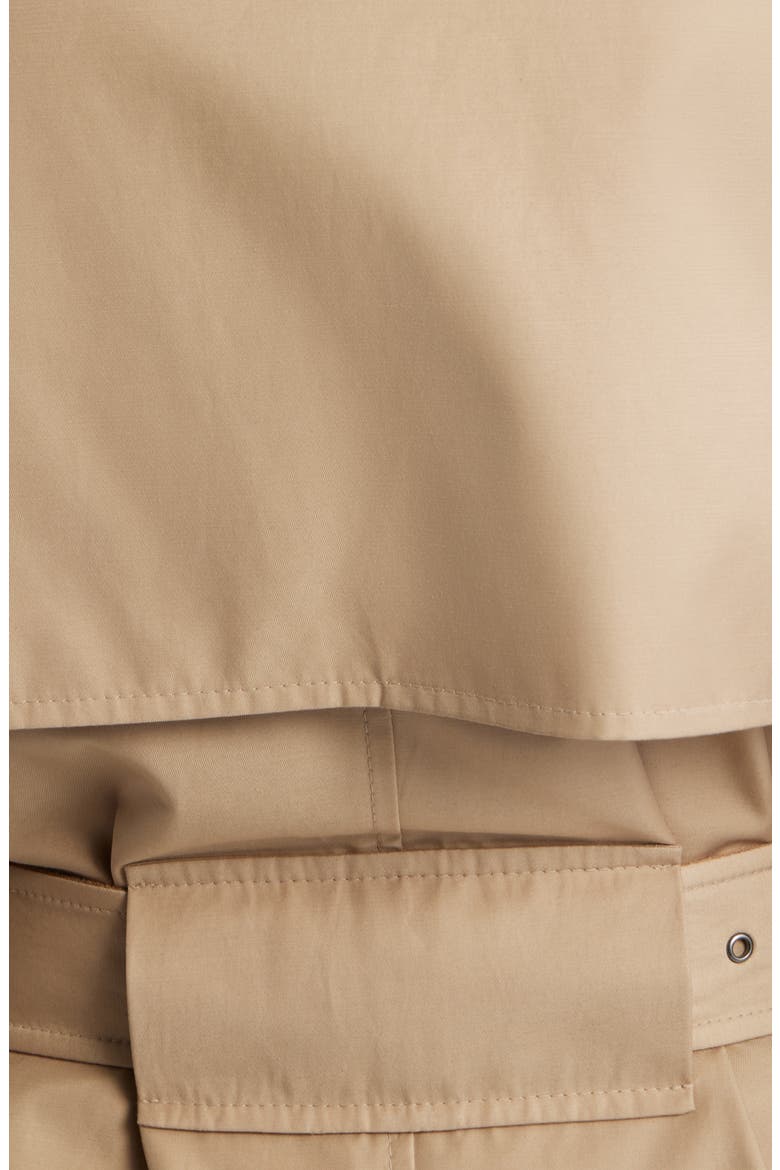 Double Breasted Trench Coat with Faux Suede Detail, Alternate, color, SAND