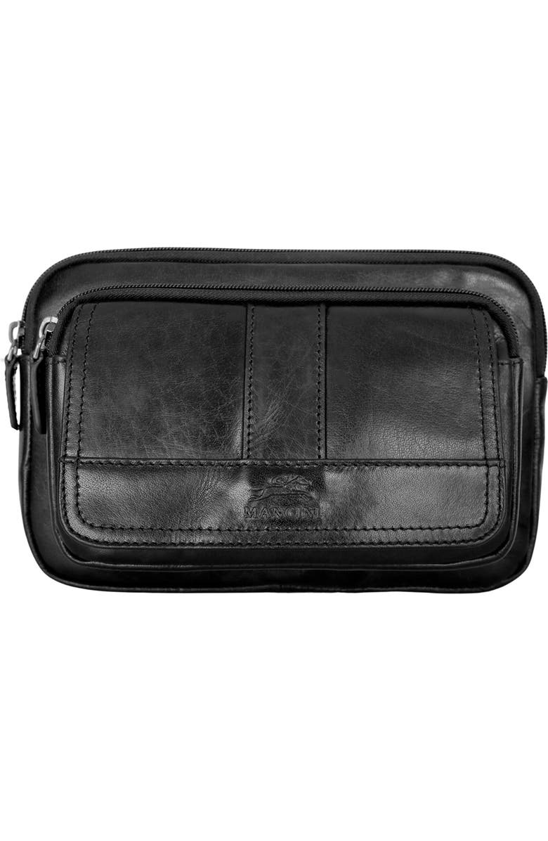 Mancini Buffalo Leather Belt Bag, Main, color, Black