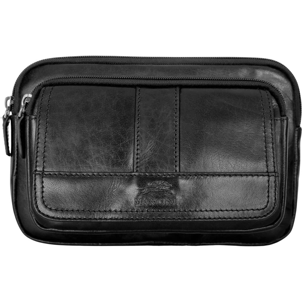 Mancini Buffalo Leather Belt Bag In Black
