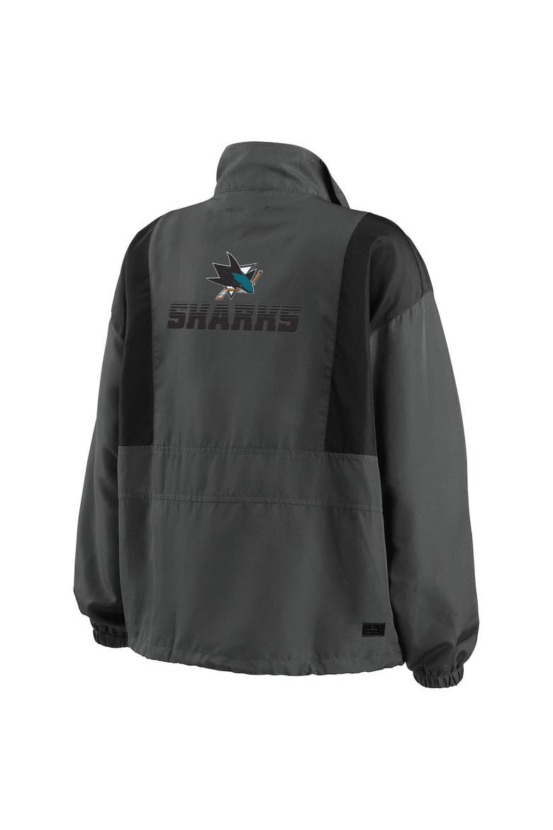 Women's WEAR by Erin Andrews Charcoal San Jose Sharks Popover Packable Half-Zip Jacket, Alternate, color, Charcoal