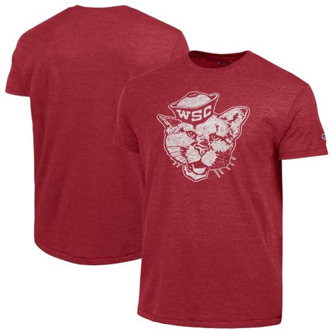 Men's Champion Crimson Washington State Cougars Vintage Triumph Tri-Blend T-Shirt
