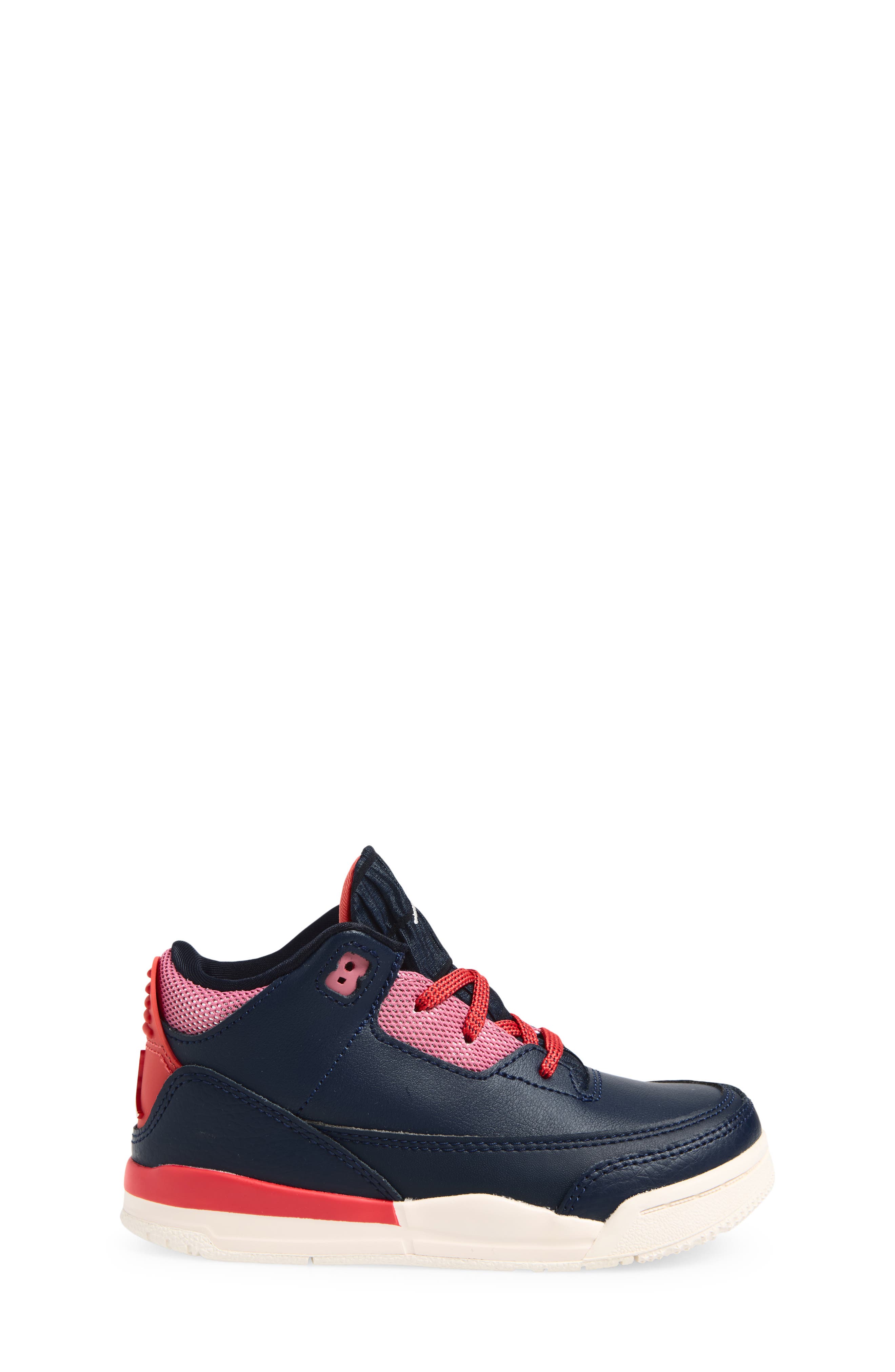 Kids' Jordan 3 Retro Sneaker, Alternate, color, OBSIDIAN/ TRACK RED/ CHALK