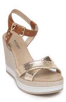 NeroGiardini Metallic Platform Wedge Sandal