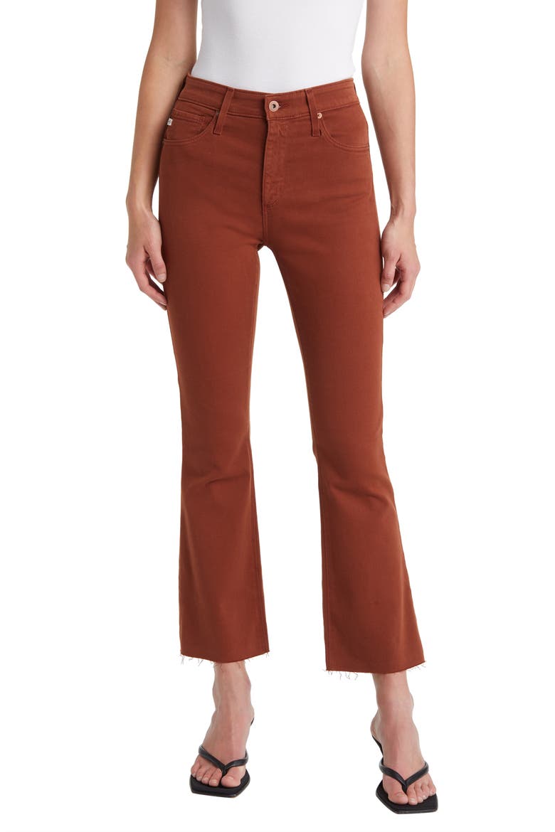 Farrah High Waist Raw Hem Crop Bootcut Jeans, Main, color, SPICED MAPLE