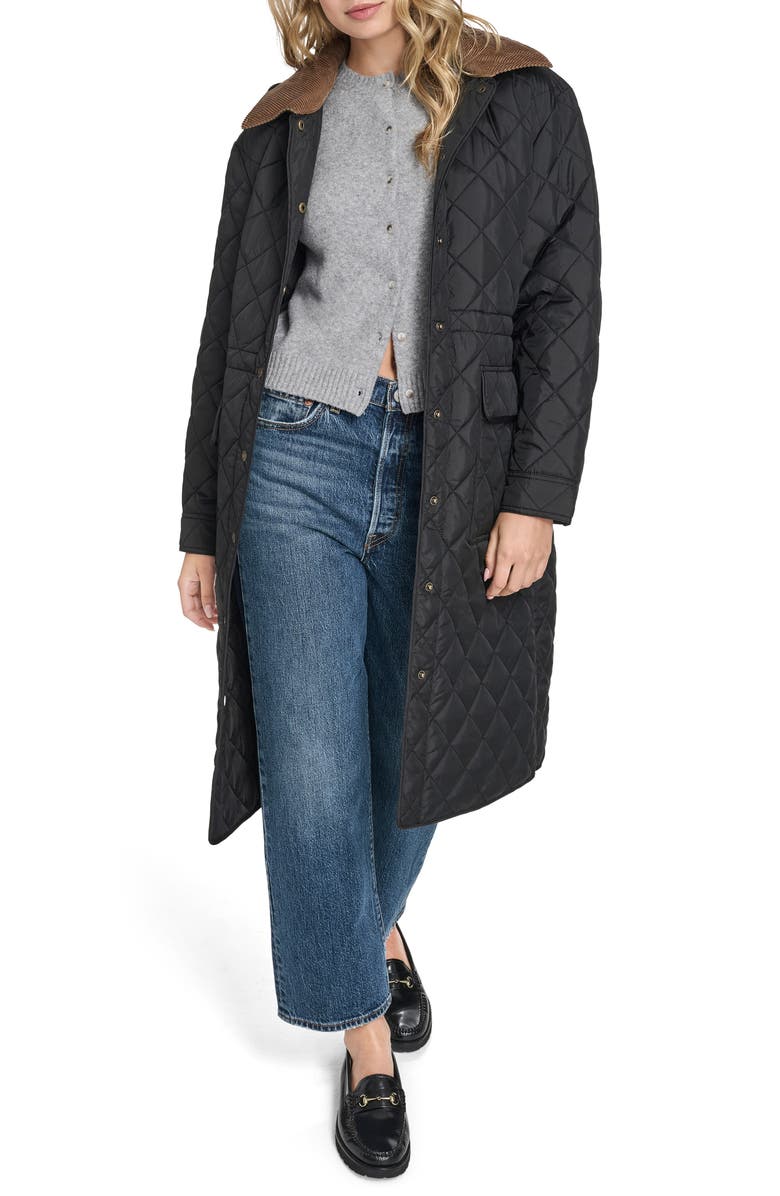 Levi's<sup>®</sup> Diamond Quilted Hooded Long Coat, Alternate, color, Black