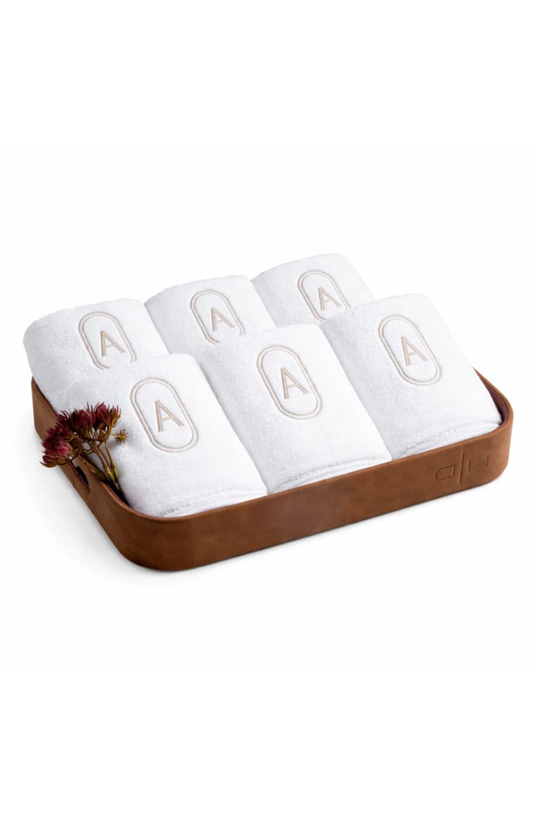 Domani Home Set of 6 Monogram Fingertip Towels, Main, color, A