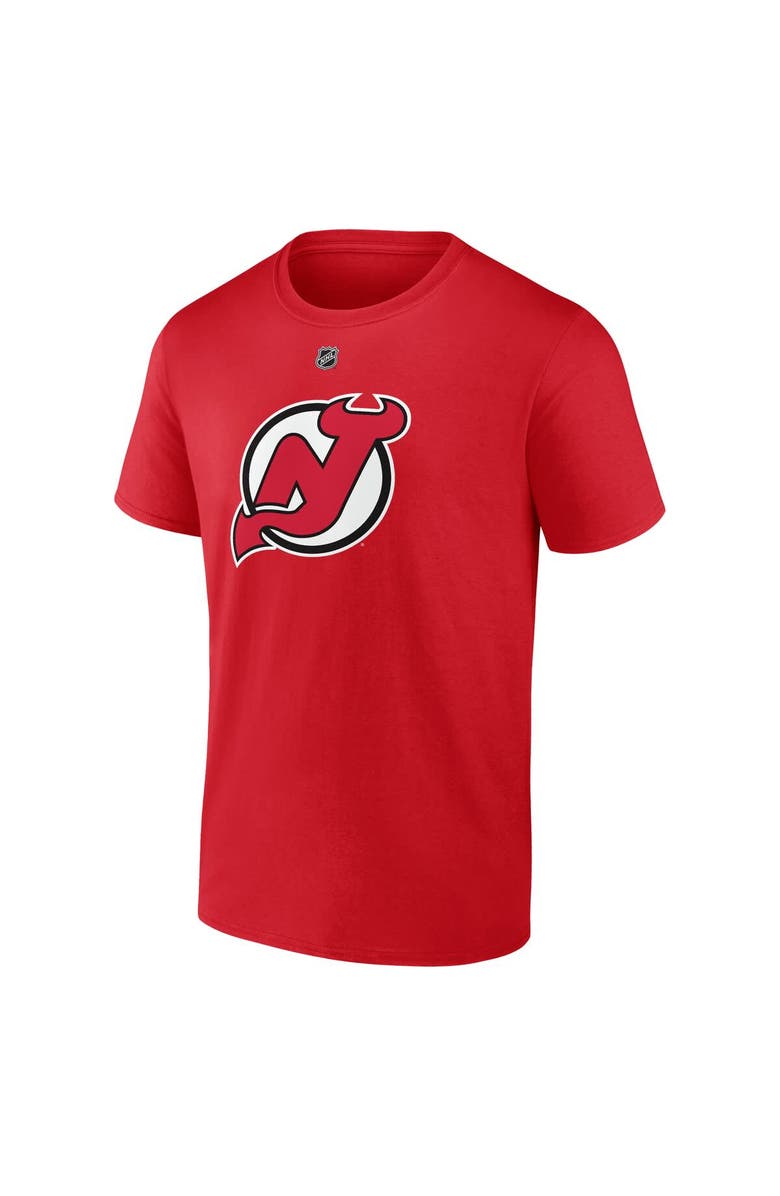 FANATICS Men's Fanatics Jacob Markstrom Red New Jersey Devils Authentic Stack Name & Number T-Shirt, Alternate, color, Red