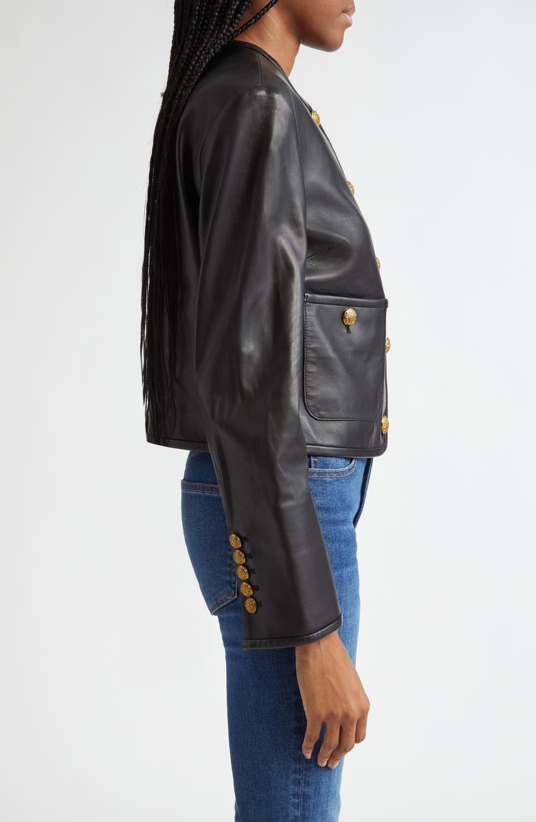Veronica Beard Andrea Leather Jacket, Alternate, color, Black