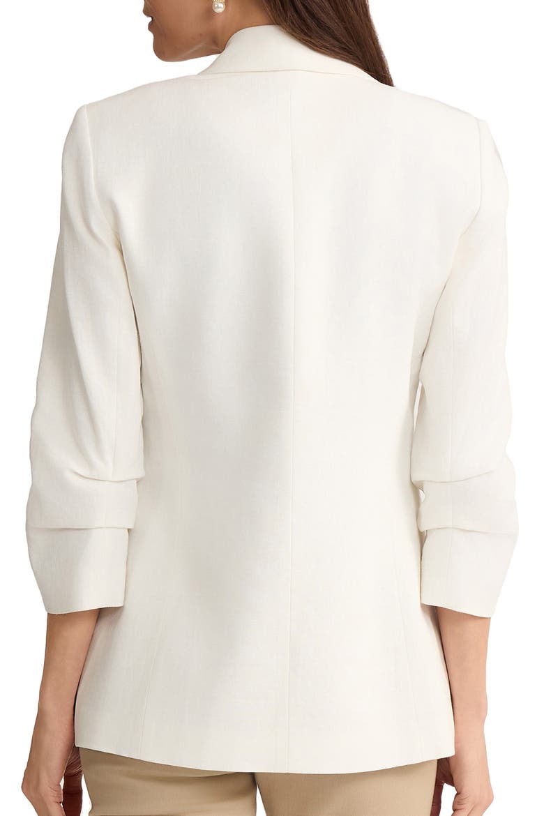 Scrunch Sleeve Faux Double Breasted Linen Jacket, Alternate, color, NATURAL WHITE
