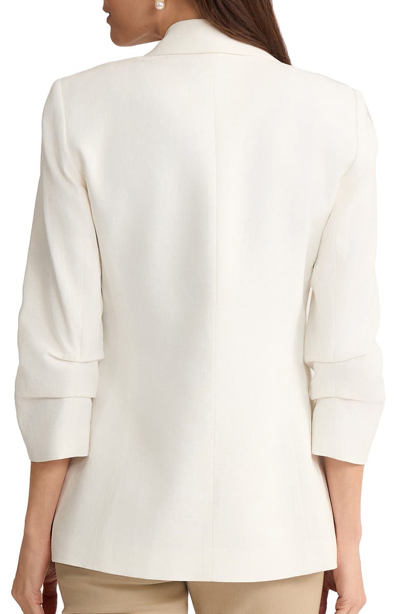 Jones New York Scrunch Sleeve Faux Double Breasted Linen Jacket, Alternate, color, Natural White