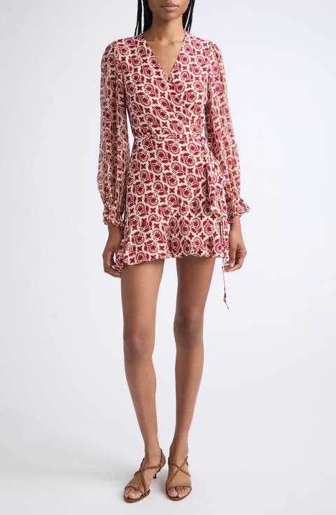 Emilia Long Sleeve Wrap Minidress