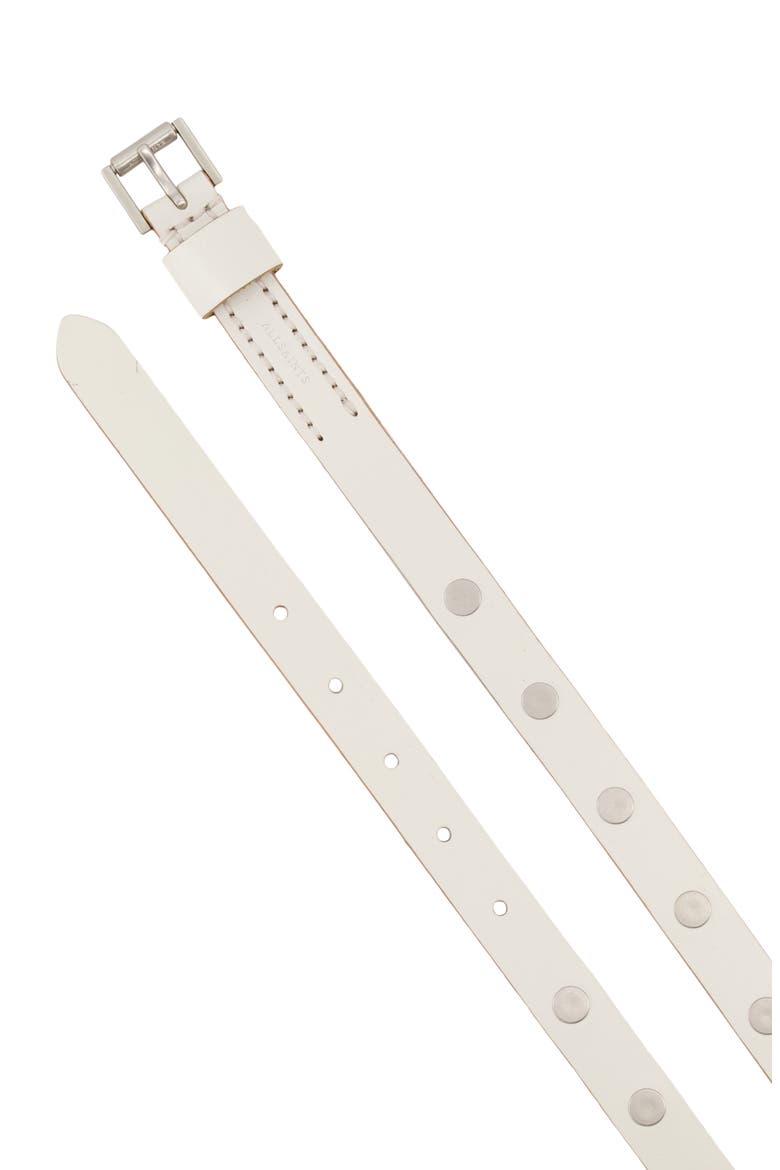 Flat Stud Leather Belt, Alternate, color, BIRCH WHITE