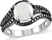 Julianna B. Opal & Black Diamond Curvy Cocktail Ring