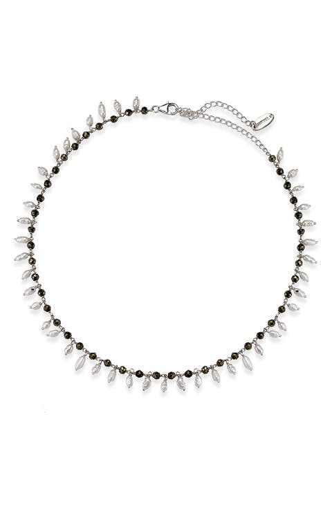 Freshwater Pearl and Pyrite Necklace
