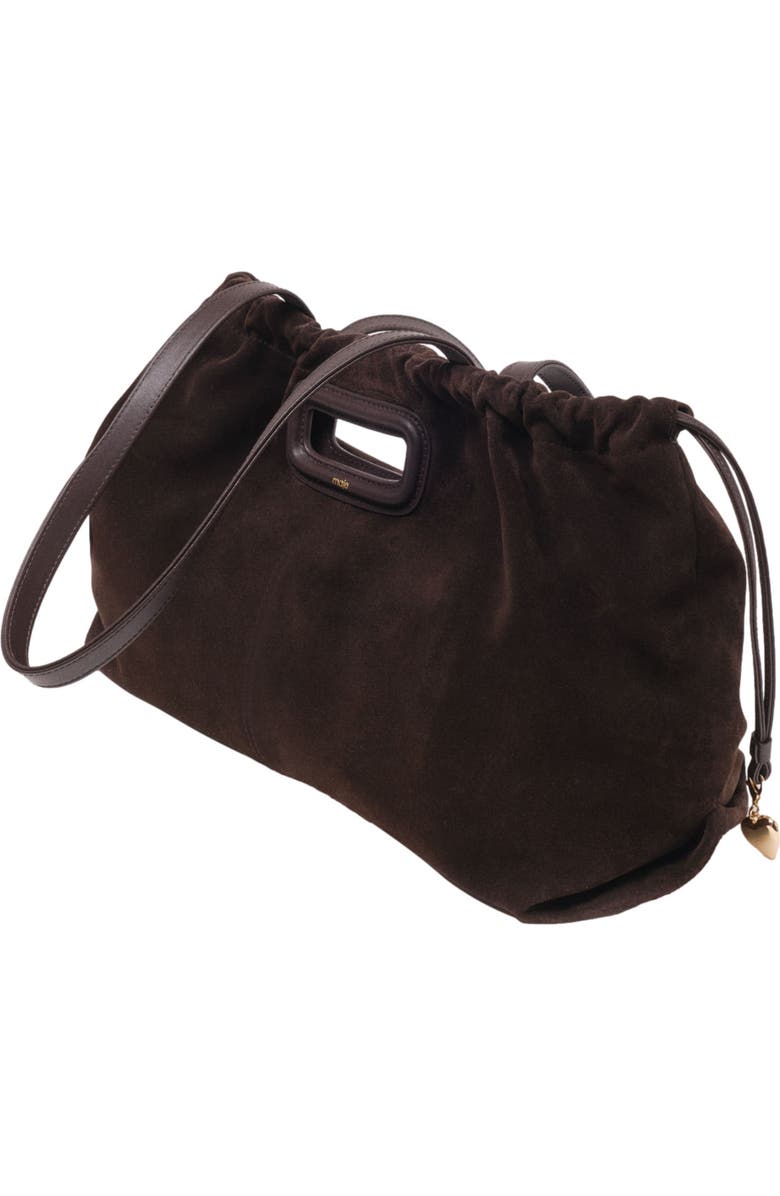 maje Suede Milpli tote bag, Alternate, color, Dark Brown