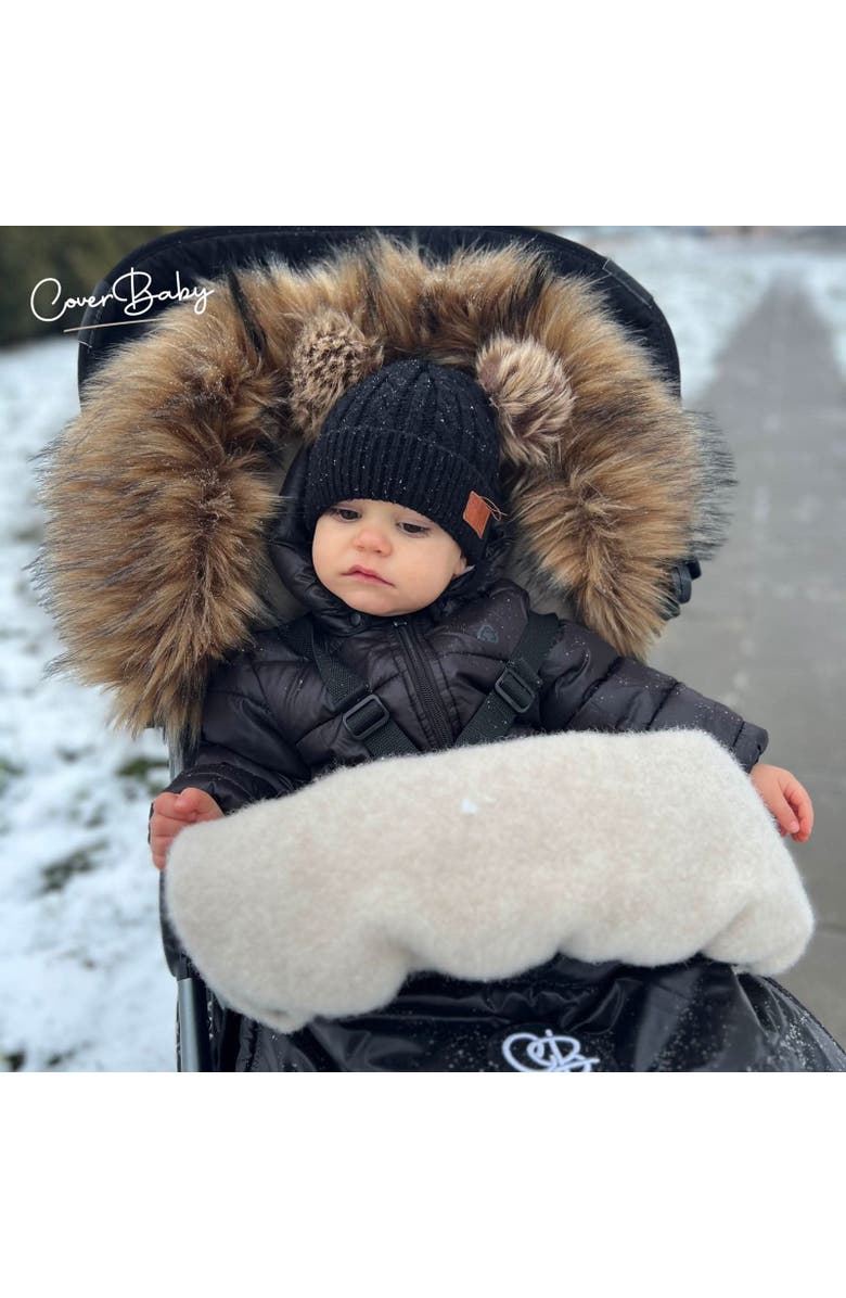 Cover Baby LLC Premium Wool Adjustable Footmuff, Alternate, color, Gray Wool In Satin Black