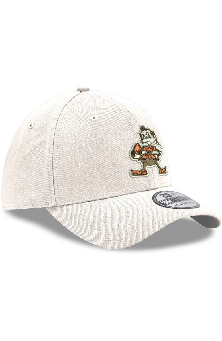 New Era Men's New Era White Cleveland Browns Throwback Logo Iced II 39THIRTY Flex Hat, Alternate, color,