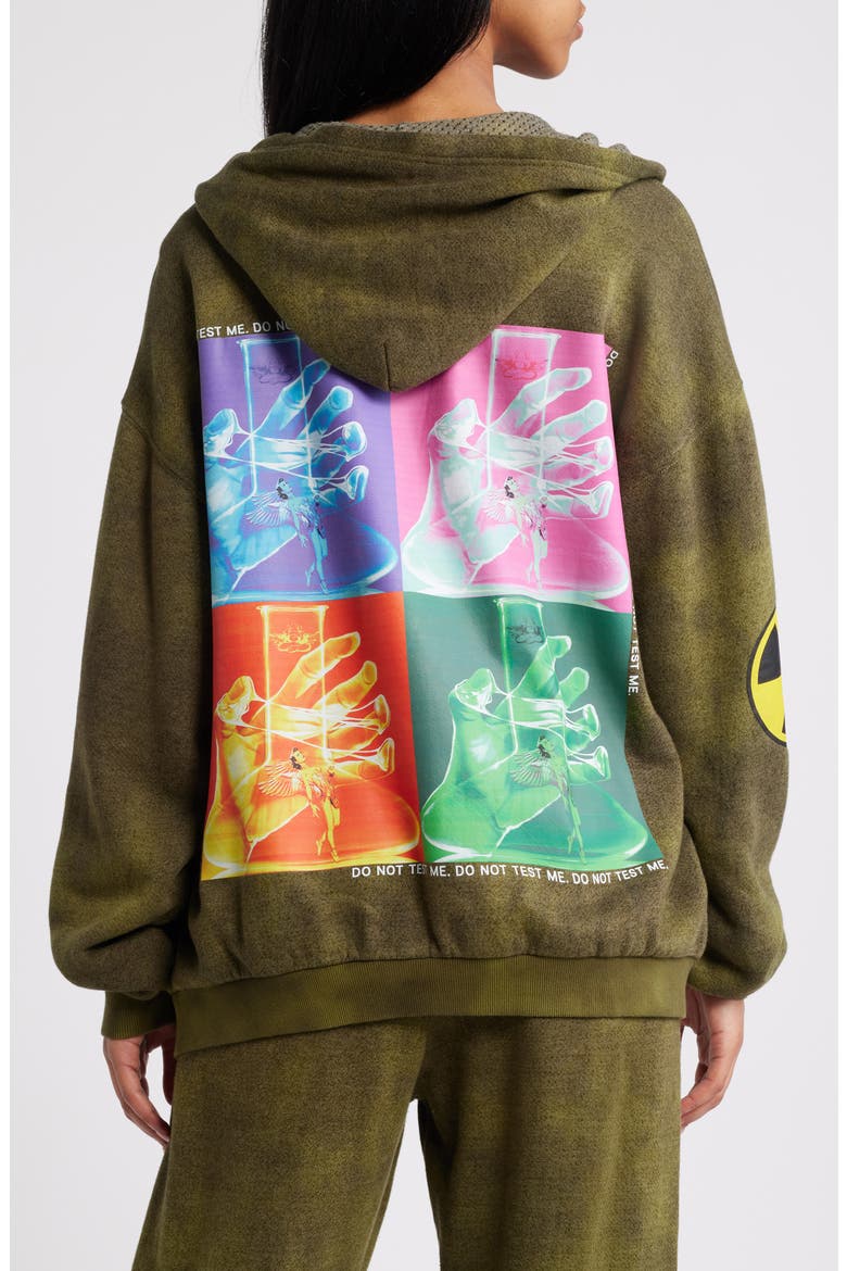 Don't Test Me Oversize Cotton Blend Terry Hoodie, Alternate, color, GREEN