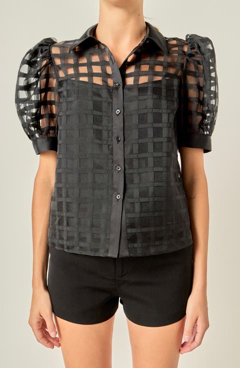 Puff Sleeve Organza Top
