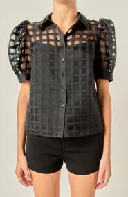 English Factory Puff Sleeve Organza Top