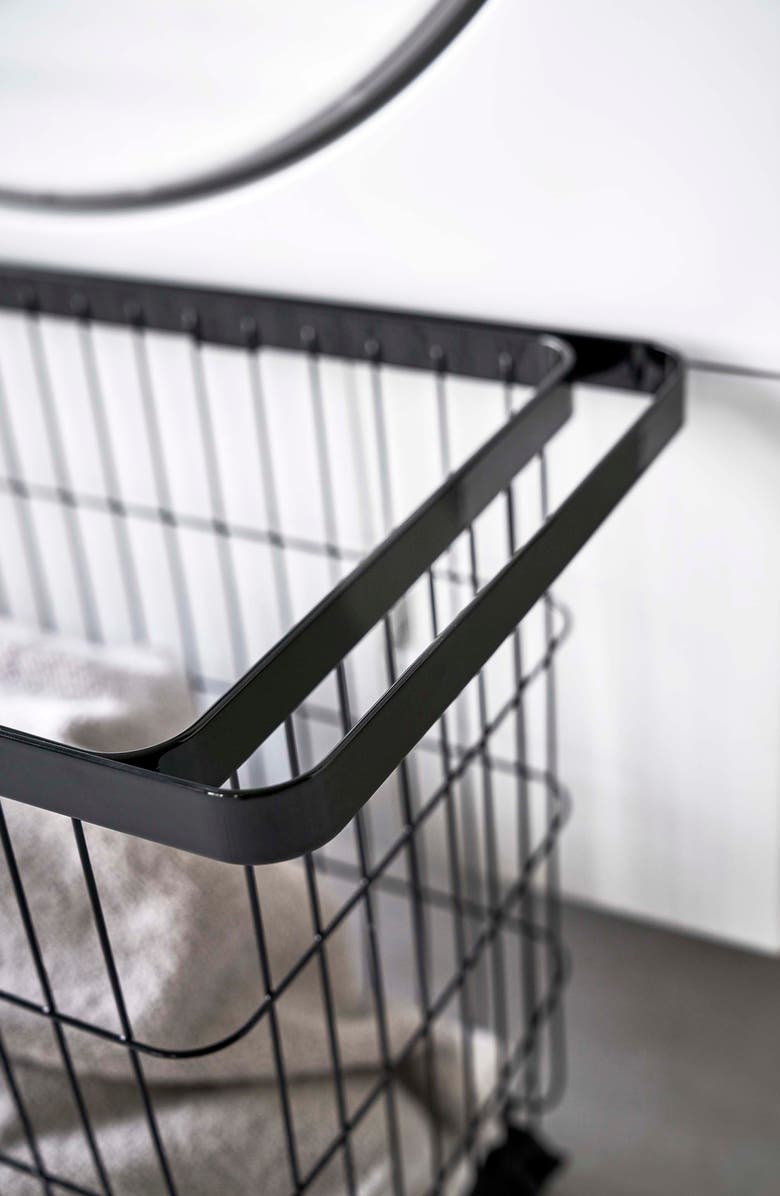 Yamazaki Rolling Laundry Basket, Alternate, color, Black