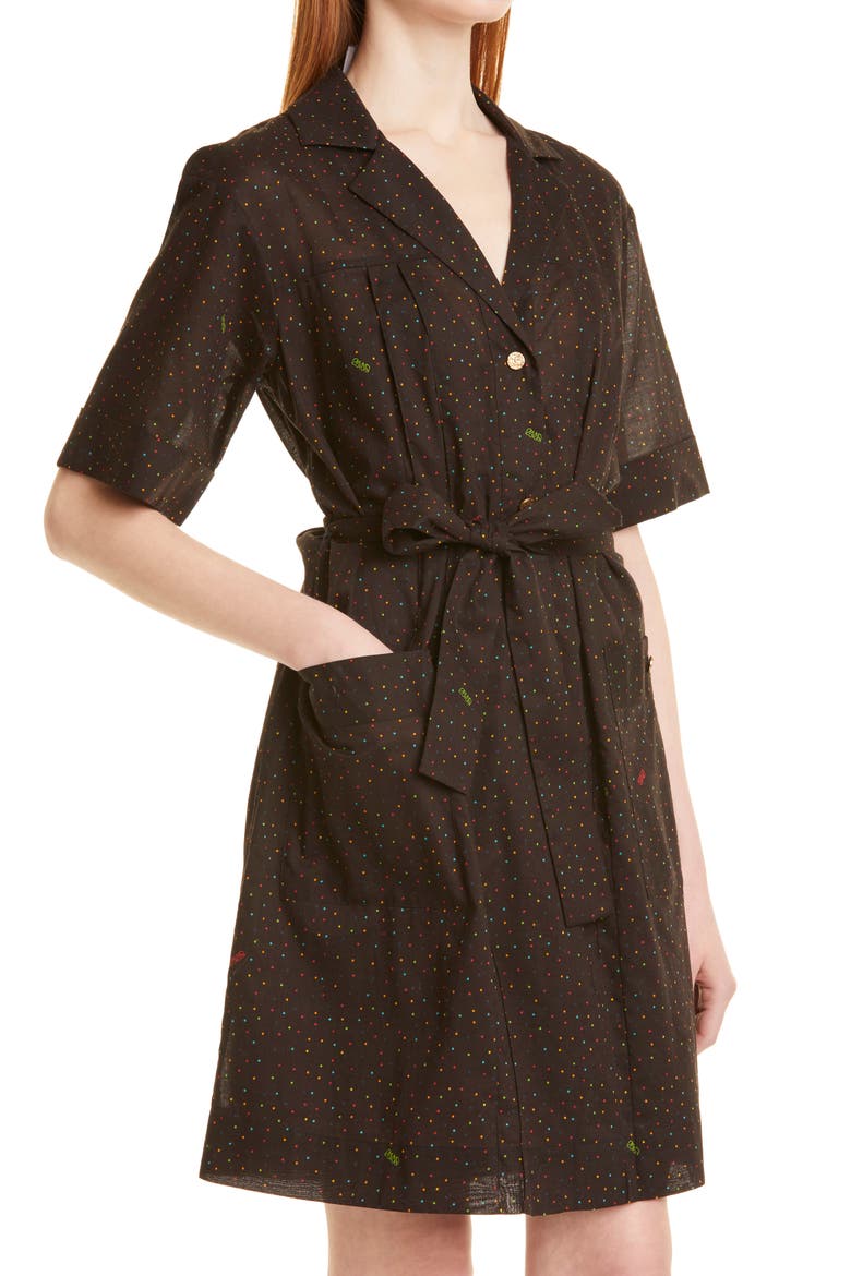 Safari Belted Dress, Alternate, color, BLACK UNEVEN DOTS