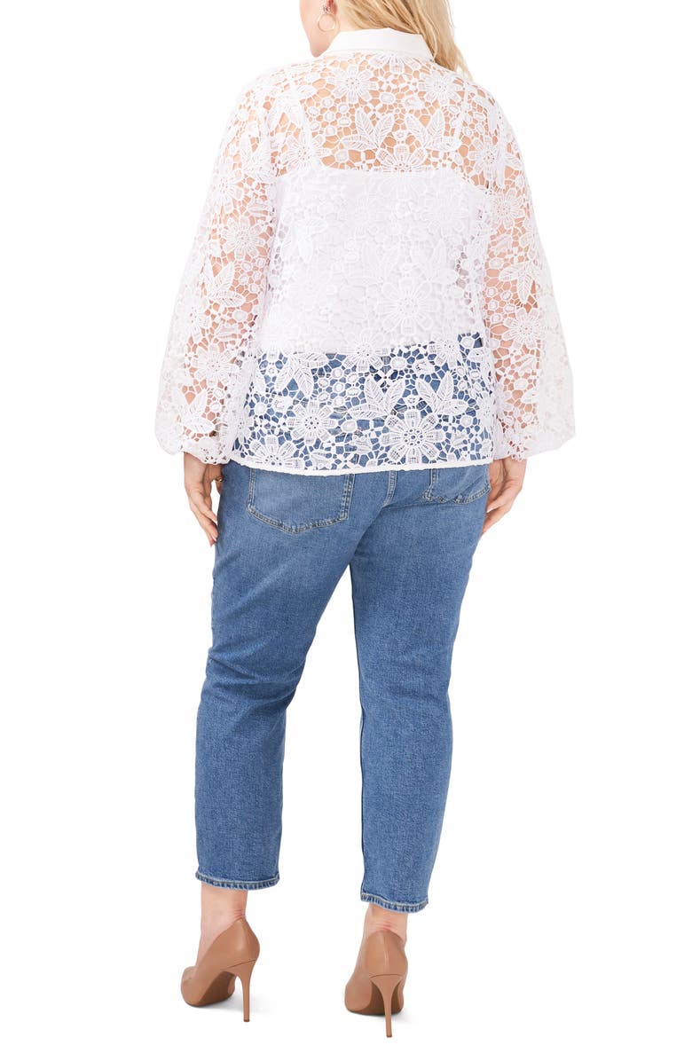 Vince Camuto Eyelet Balloon Sleeve Button-Up Blouse, Alternate, color,