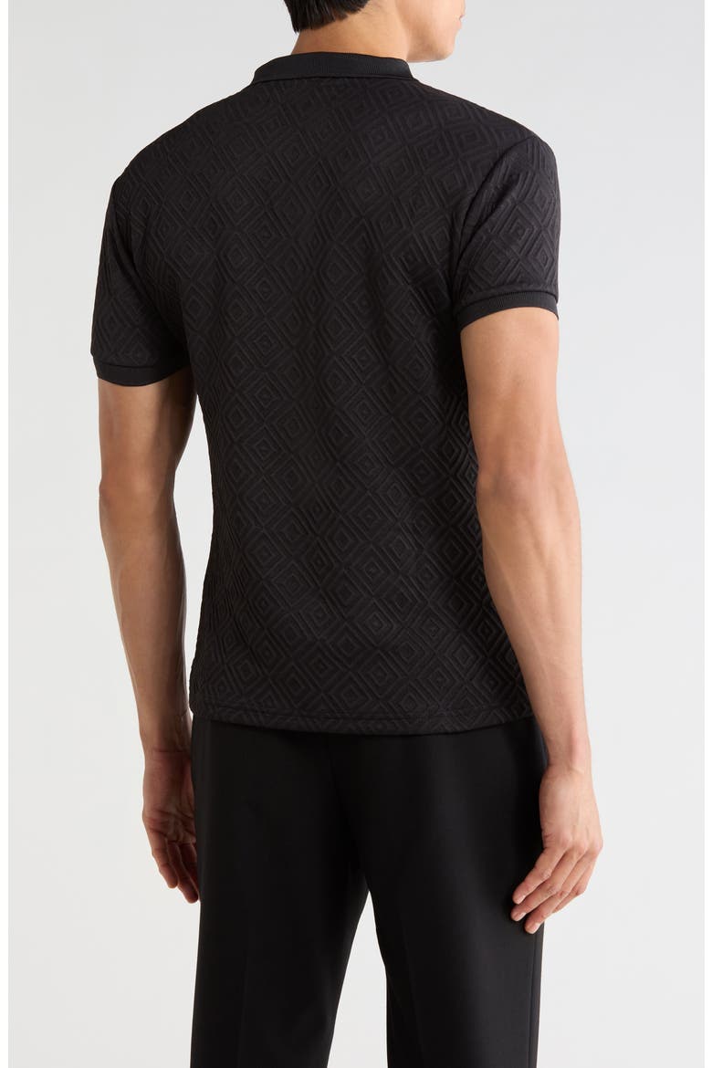 Textured Short Sleeve Polo, Alternate, color, BLACK
