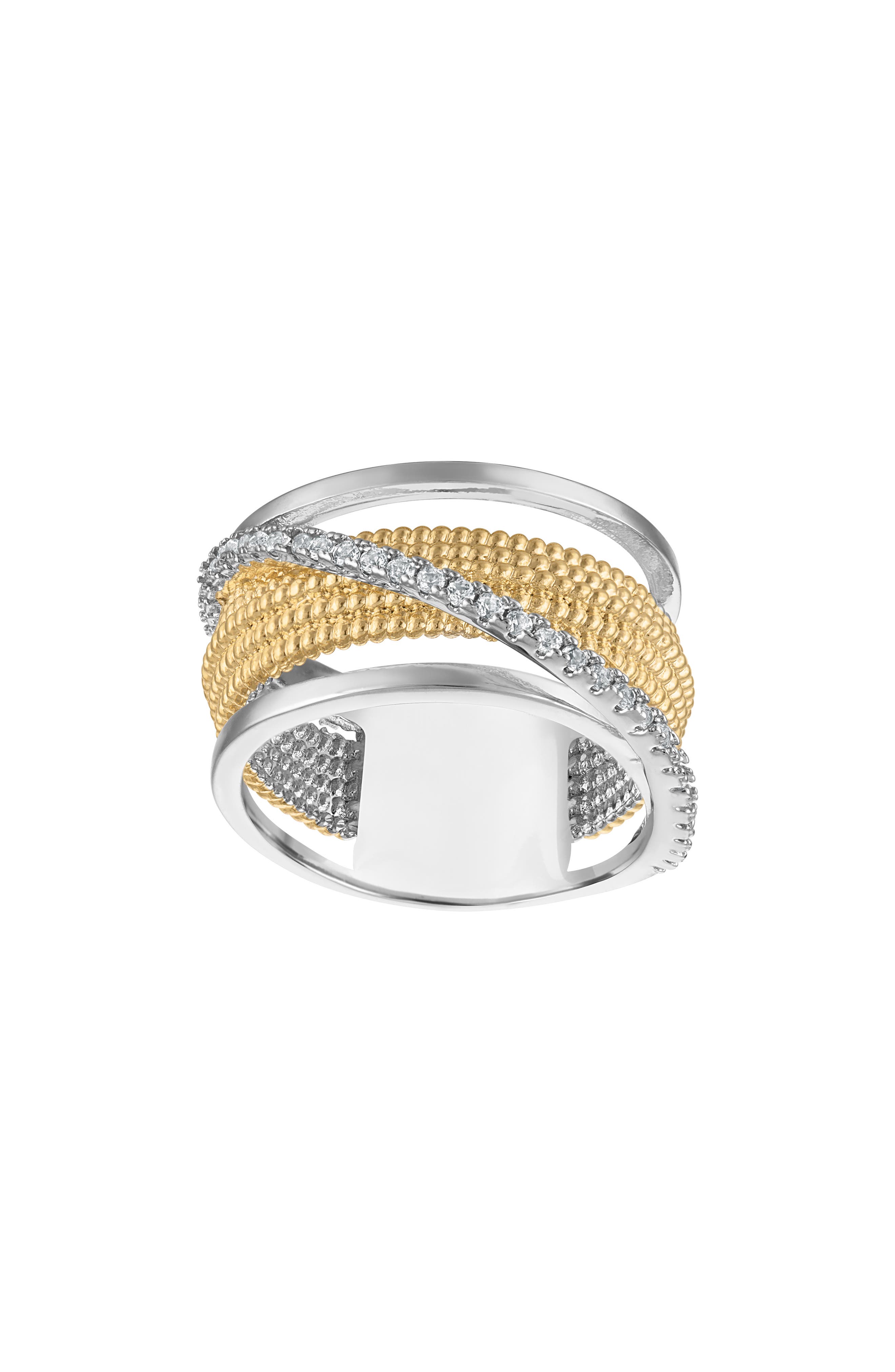 Fzn Lab Created White Sapphire Multi Band Ring In Two Tone