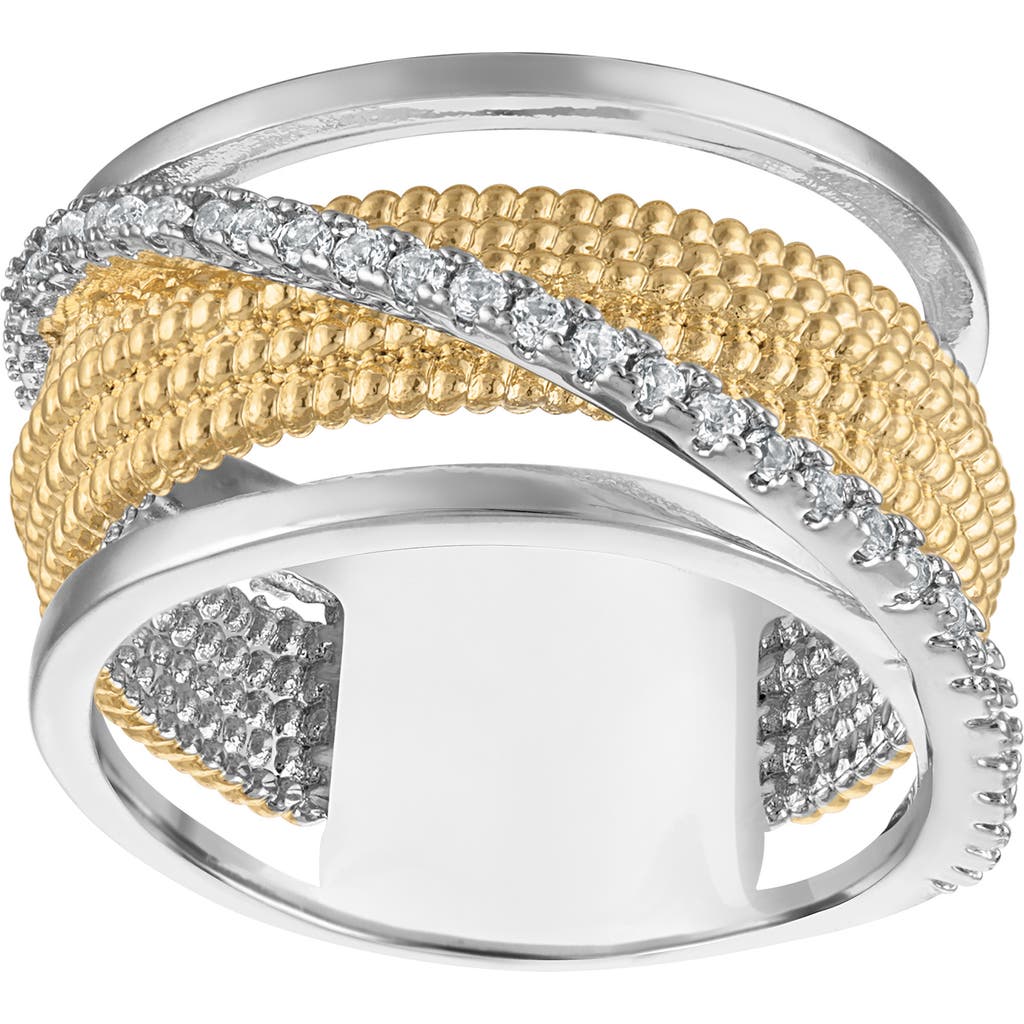 Fzn Lab Created White Sapphire Multi Band Ring In Two Tone