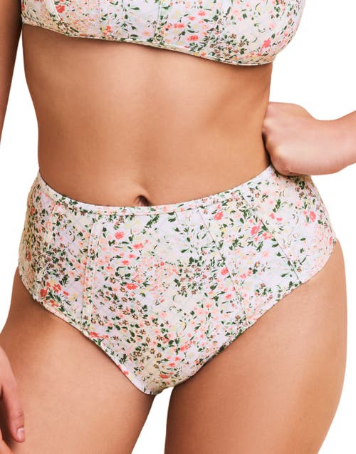 Shop Adore Me Valcea Swimwear High Rise Bikini Bottom In Floral White