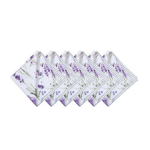 Lavender Fields Reversible Graphic Print Machine Washable Napkins Set of 6