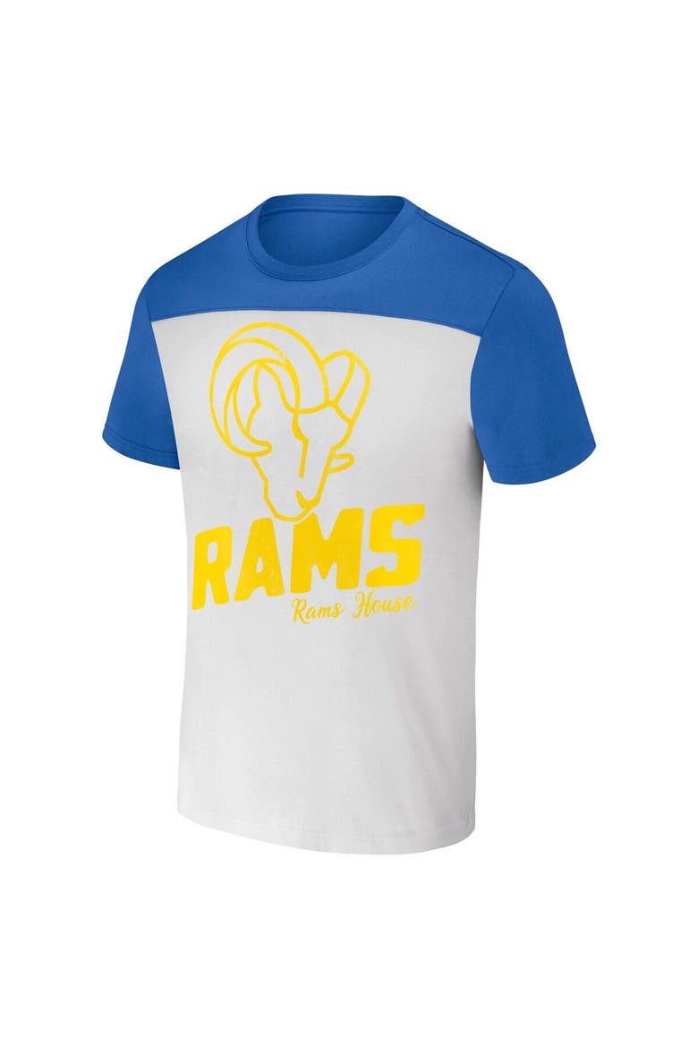 Men's NFL x Darius Rucker Collection by Fanatics White/Royal Los Angeles Rams Colorblocked T-Shirt, Alternate, color, Cream