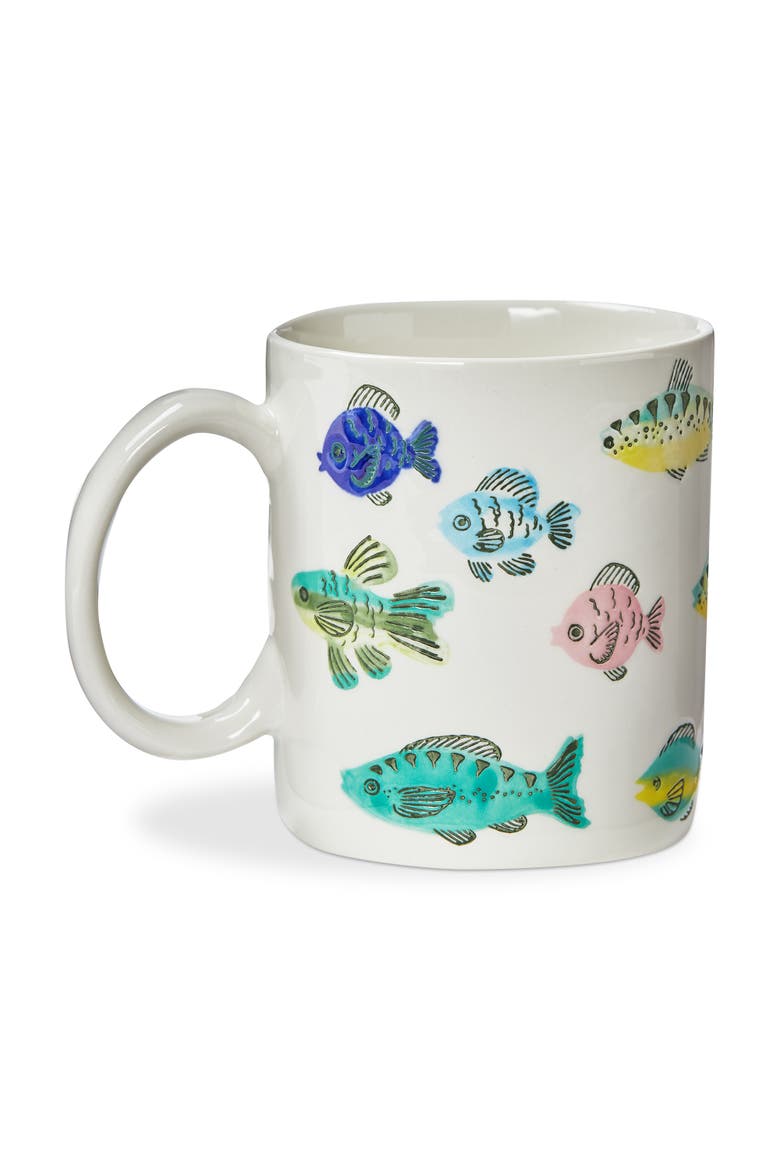 Happiness Comes In Waves Mug Multi Stoneware Summer, Alternate, color, White
