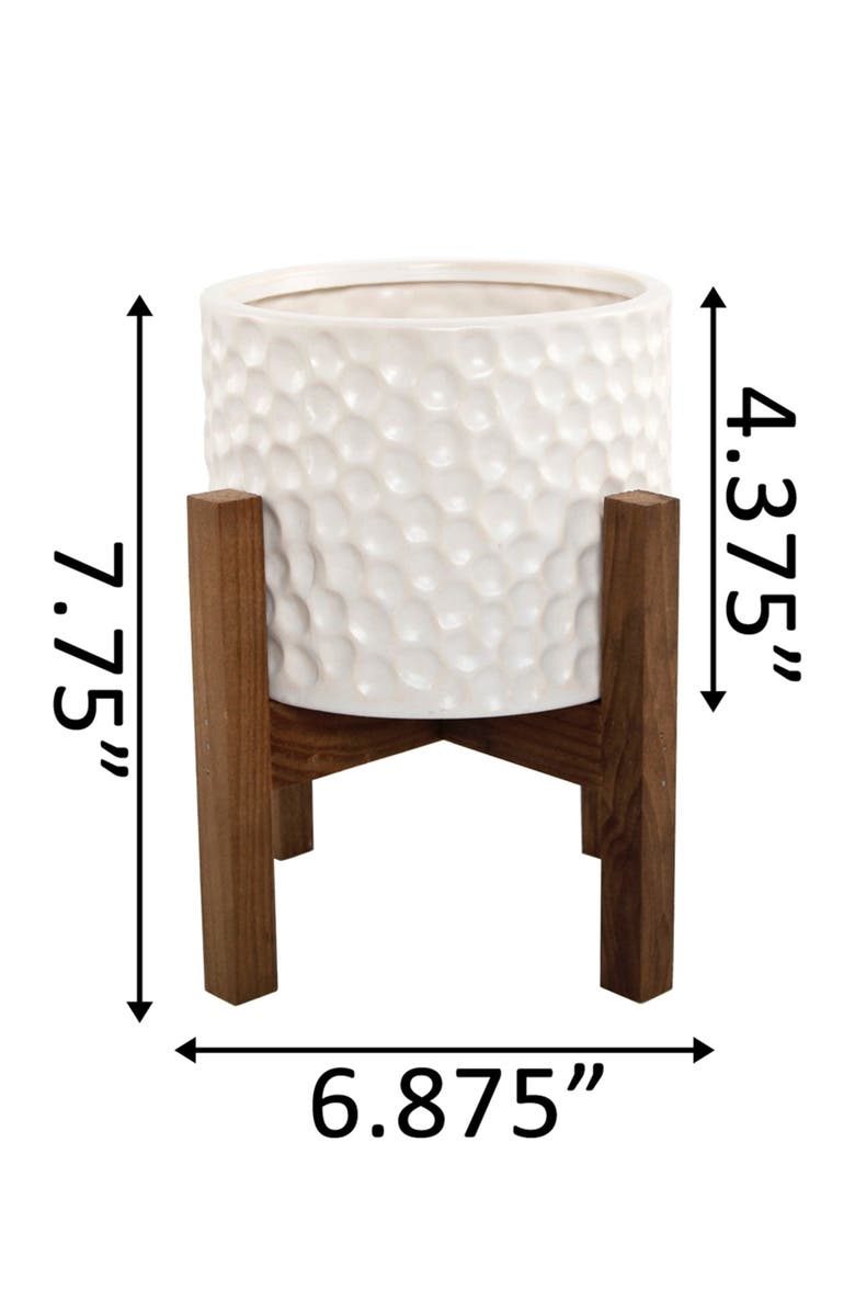 FLORA BUNDA 5.5" Beehive Ceramic Planter on Wood Stand, Alternate, color, 