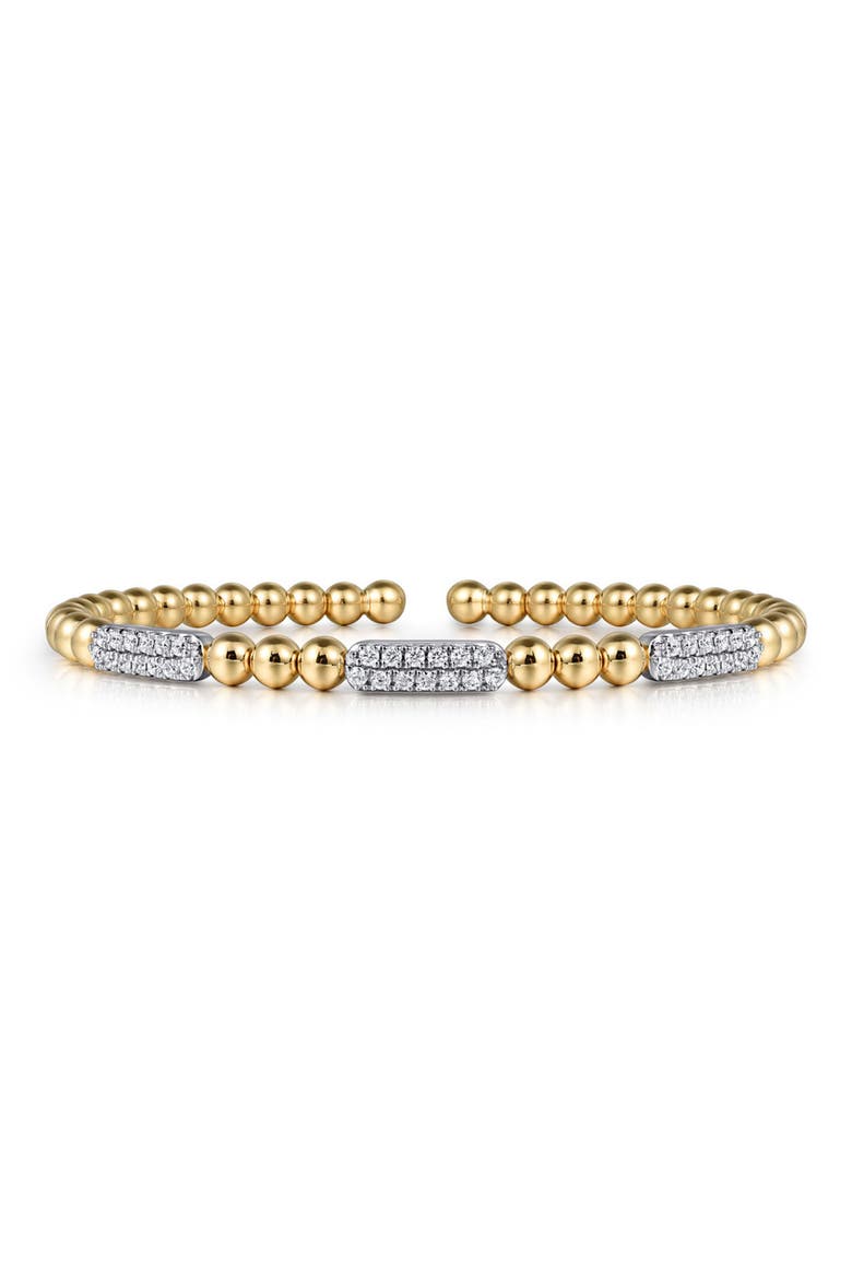 Bujukan Diamond Bar Beaded Cuff Bracelet, Main, color, TWO TONE