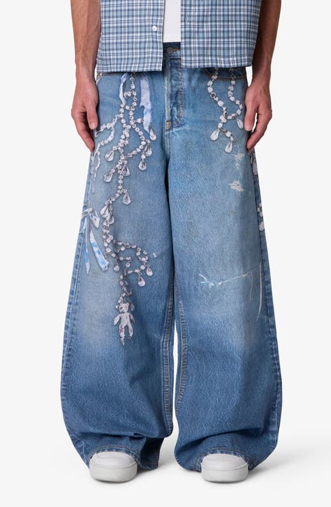 Rave Chain Printed Relaxed Wide Leg Jeans