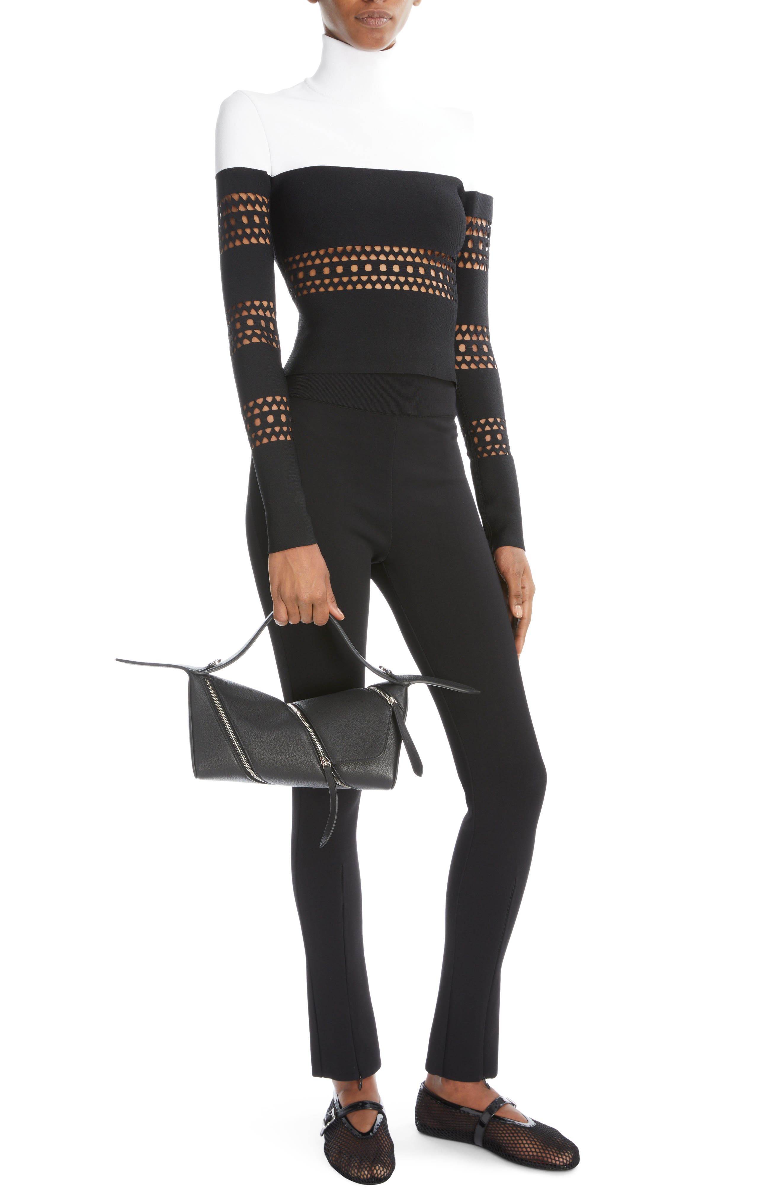 Alaïa Le Zip Leather Top Handle Bag, Alternate, color, 