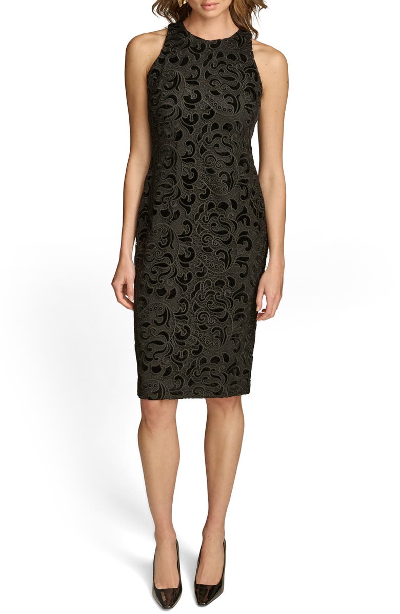 Donna Karan New York Embroidered Sleeveless Sheath Dress, Main, color, 