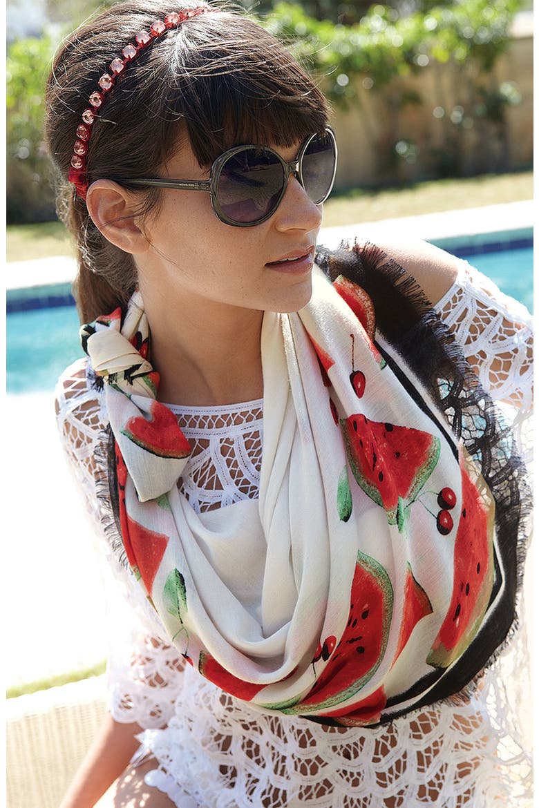 'Fruit Medley' Scarf, Alternate, color, RED