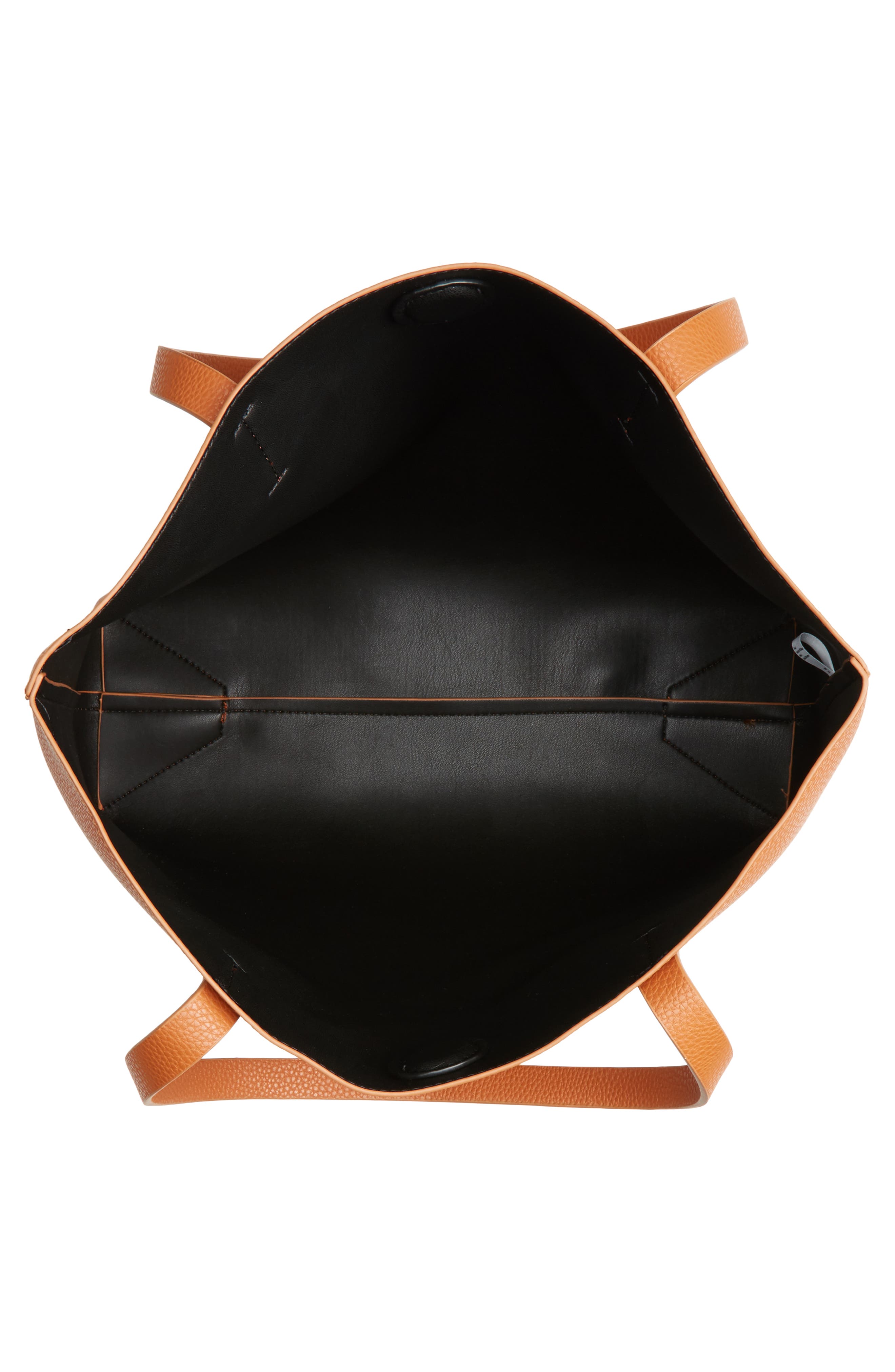 Contrast Lining Faux Leather Tote, Alternate, color, COGNAC