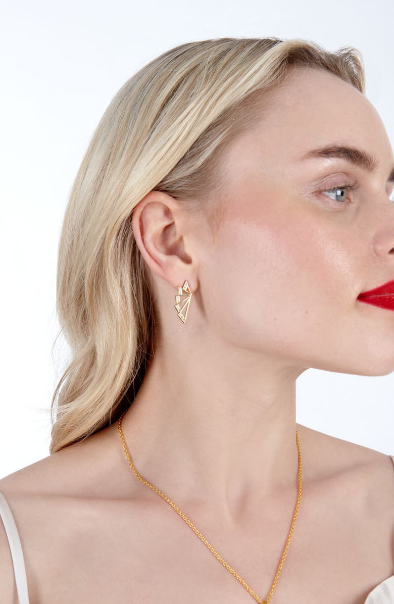 Lucy Quartermaine Angel Wing Studs, Alternate, color, Gold