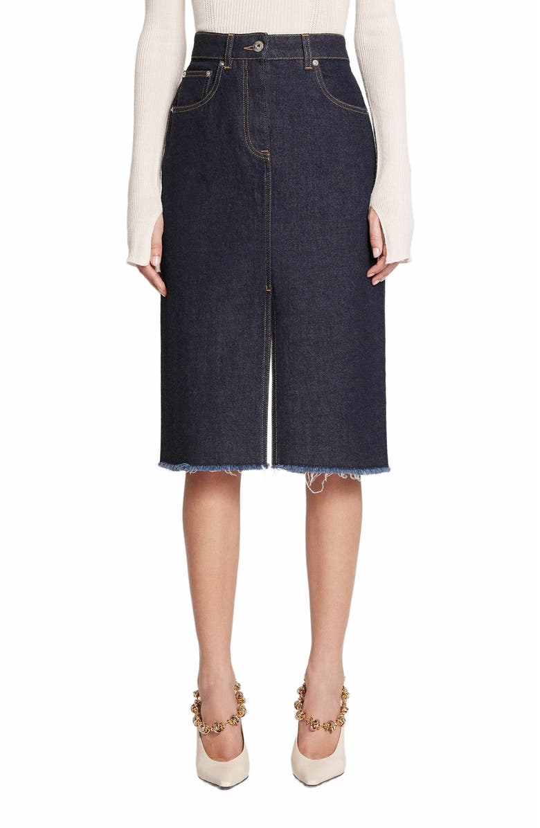 Lanvin Mid-Length Straight Denim Skirt, Alternate, color, 
