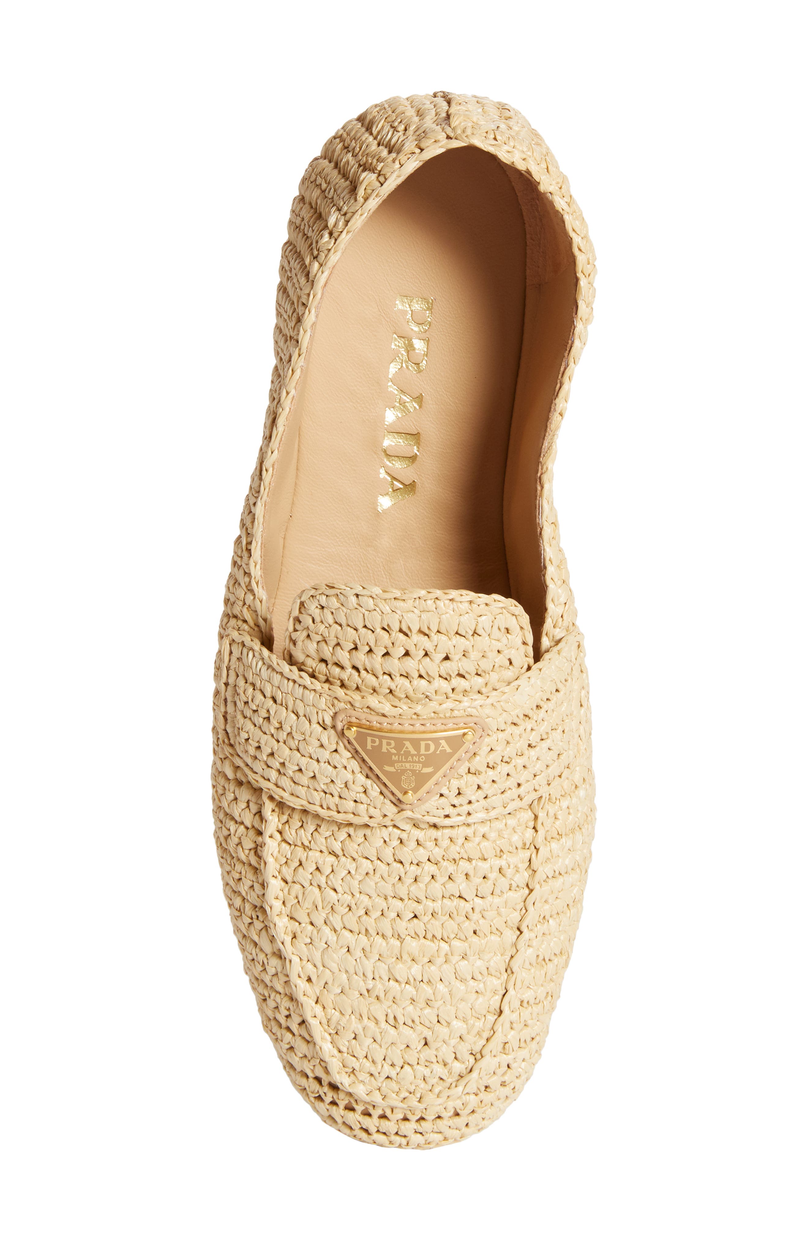 Prada Raffia Espadrille Loafer, Alternate, color, 